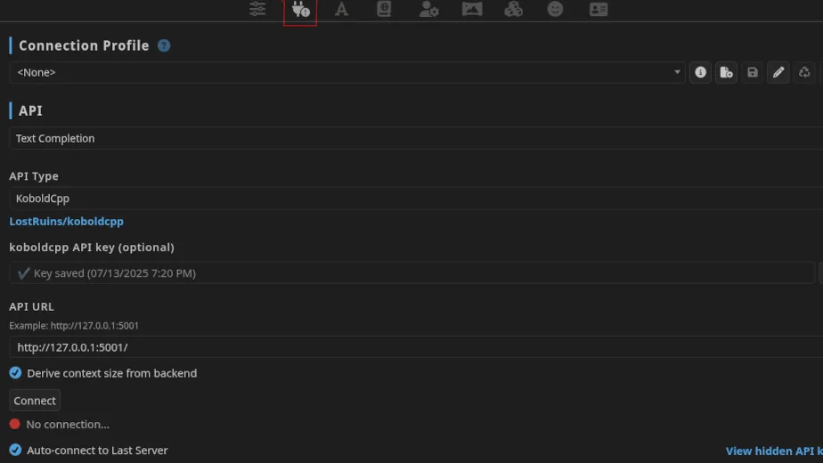 SillyTavern Connection Profile KoboldCpp