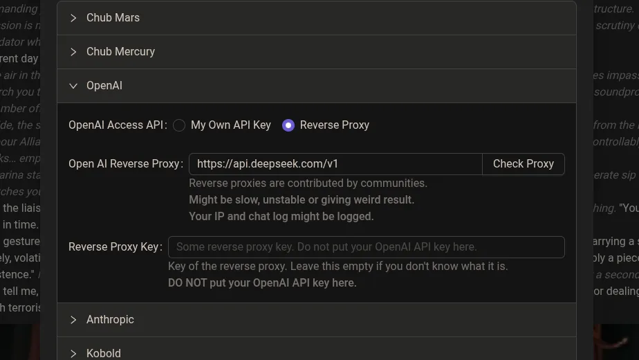 OpenAI Proxy Setup On Chub