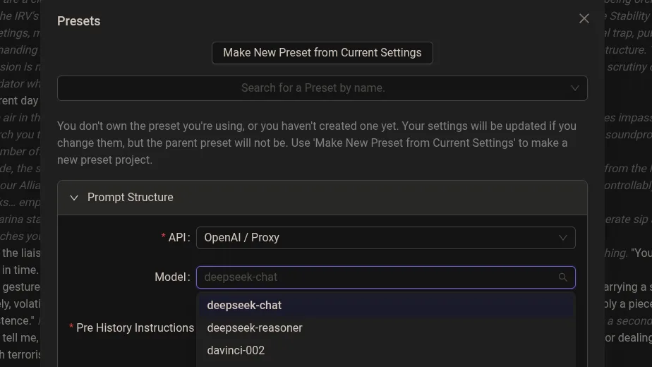 Chub Prompt Structure Settings