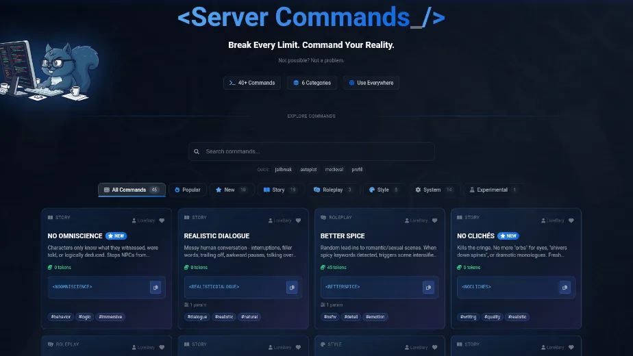 Sophia's LoreBary Server Commands