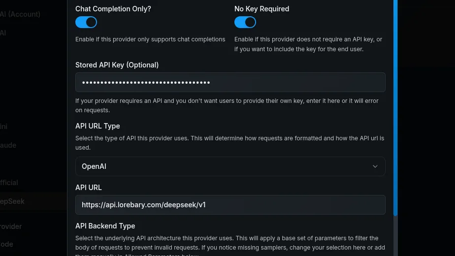 Setting Up Lorebary As A Provider On WyvernChat